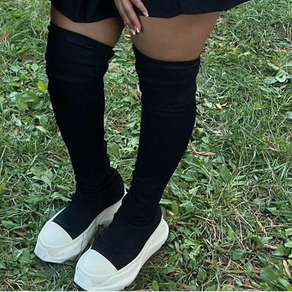 Rick Owens Black and White Platform Sneakers